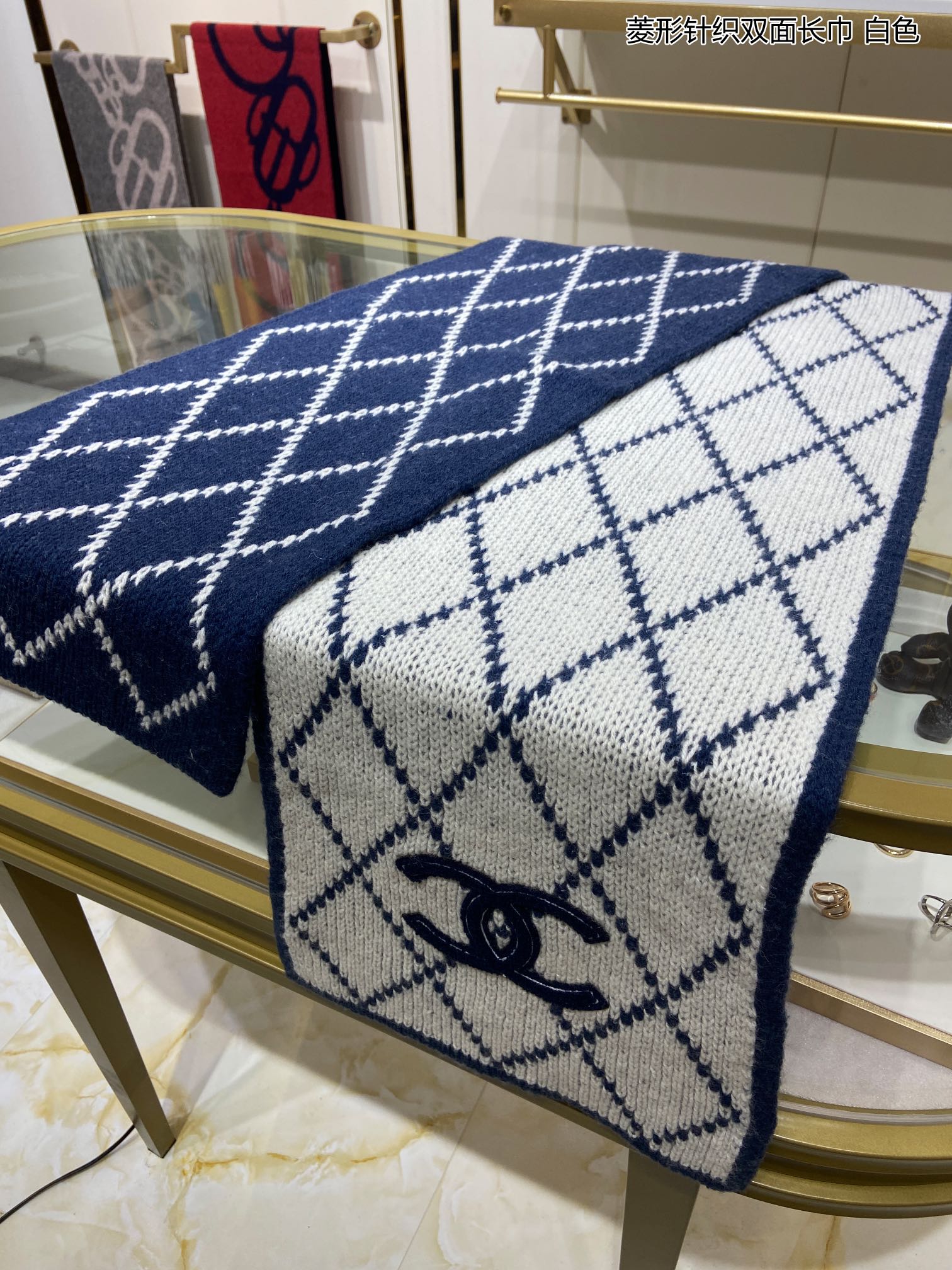 Chanel scarf 30X190cm 100%羊绒 E (9)