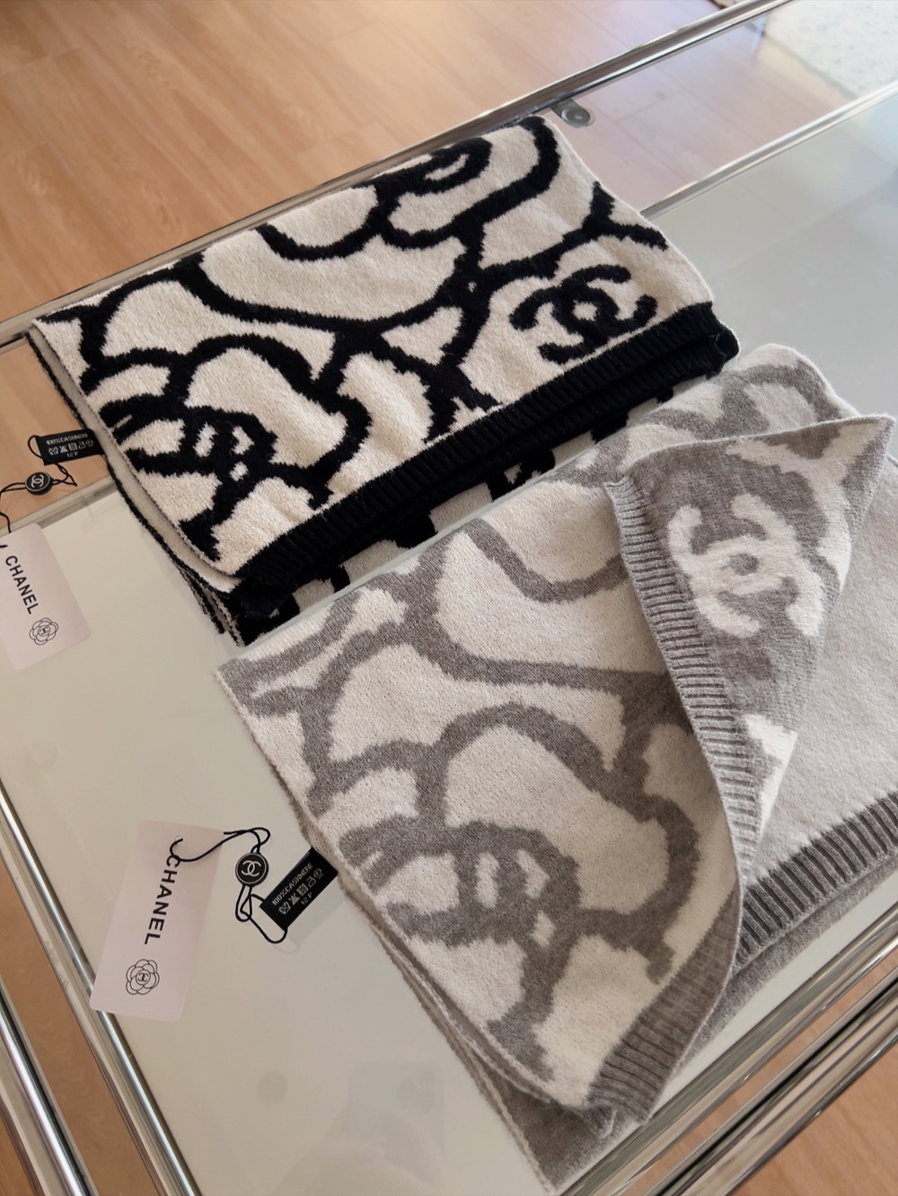 Chanel scarf 32X185cm 10%羊绒 90%羊毛 E (1)