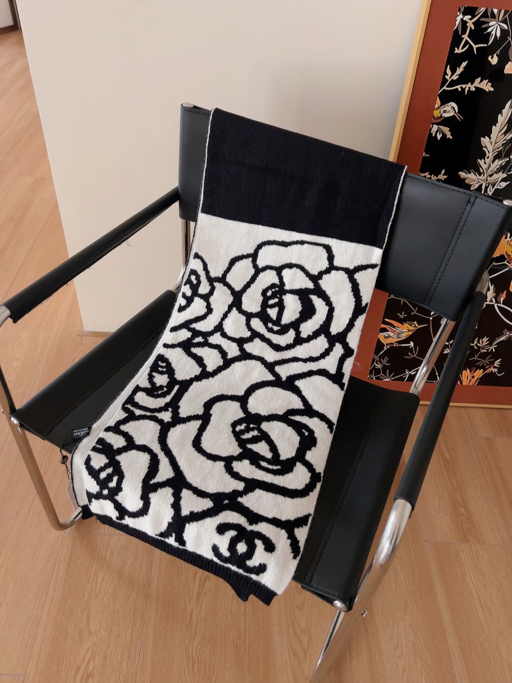 Chanel scarf 32X185cm 10%羊绒 90%羊毛 E (3)