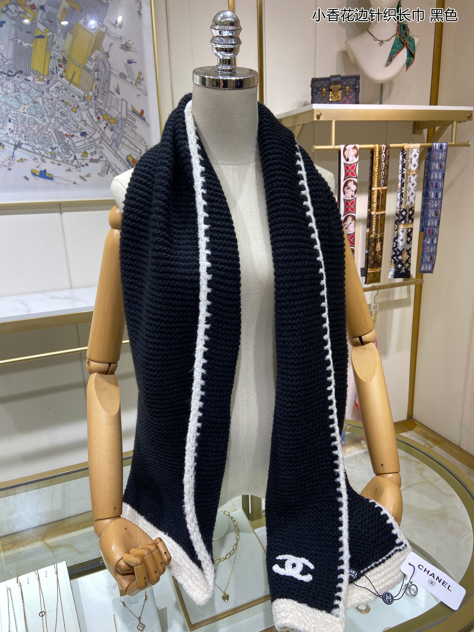 Chanel scarf 33X170cm 100%羊绒 E (11)