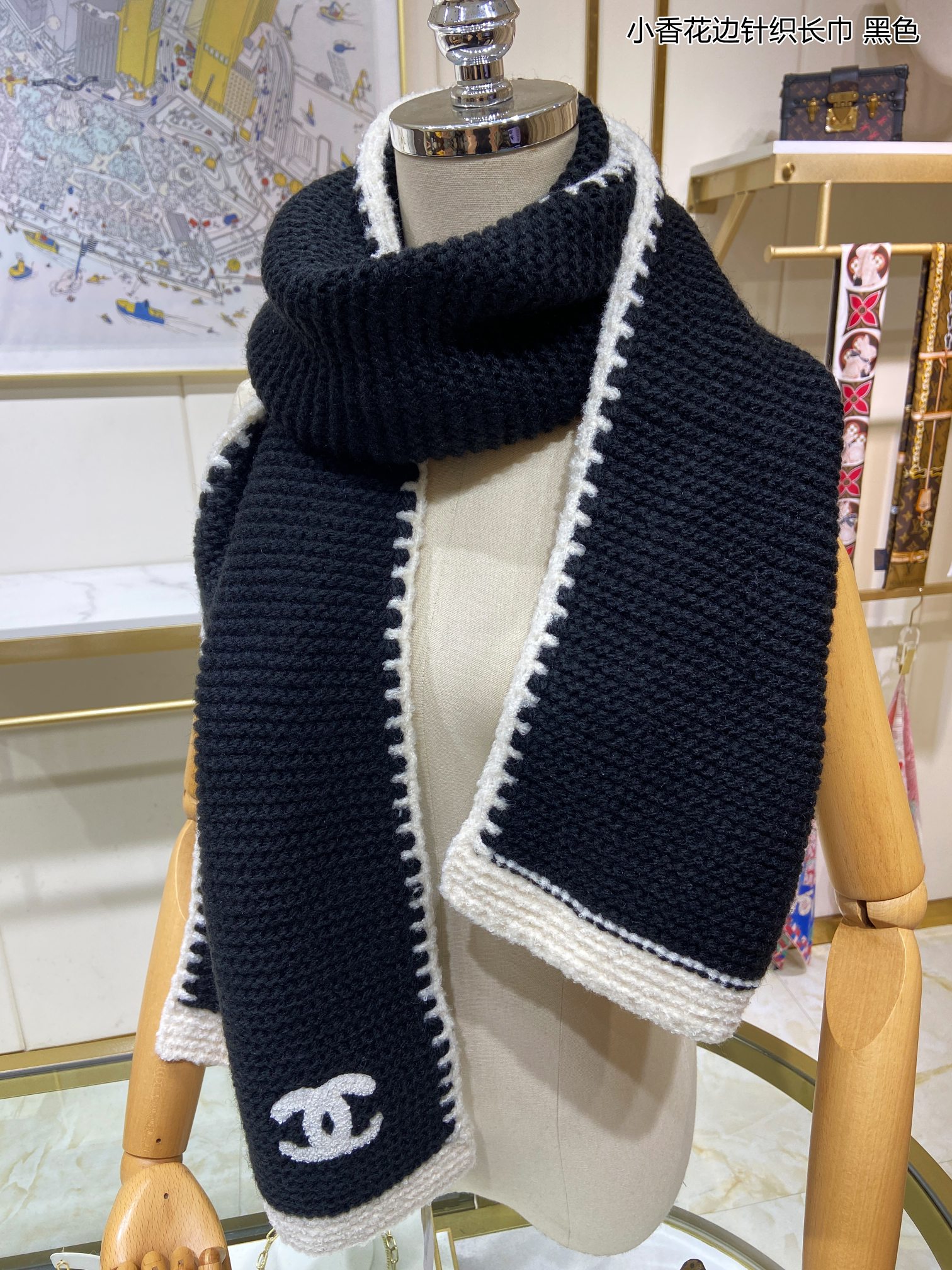 Chanel scarf 33X170cm 100%羊绒 E (12)