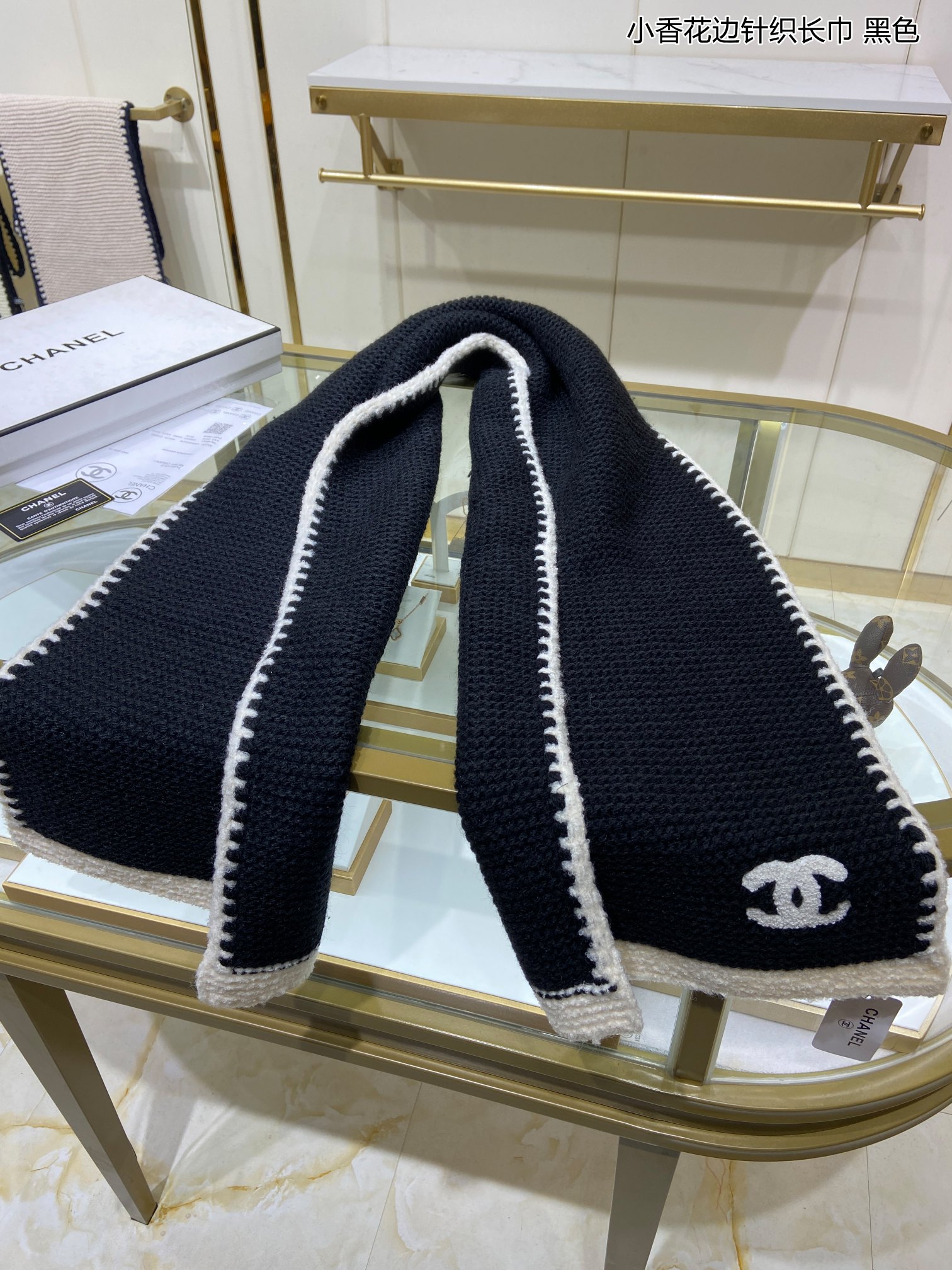 Chanel scarf 33X170cm 100%羊绒 E (13)