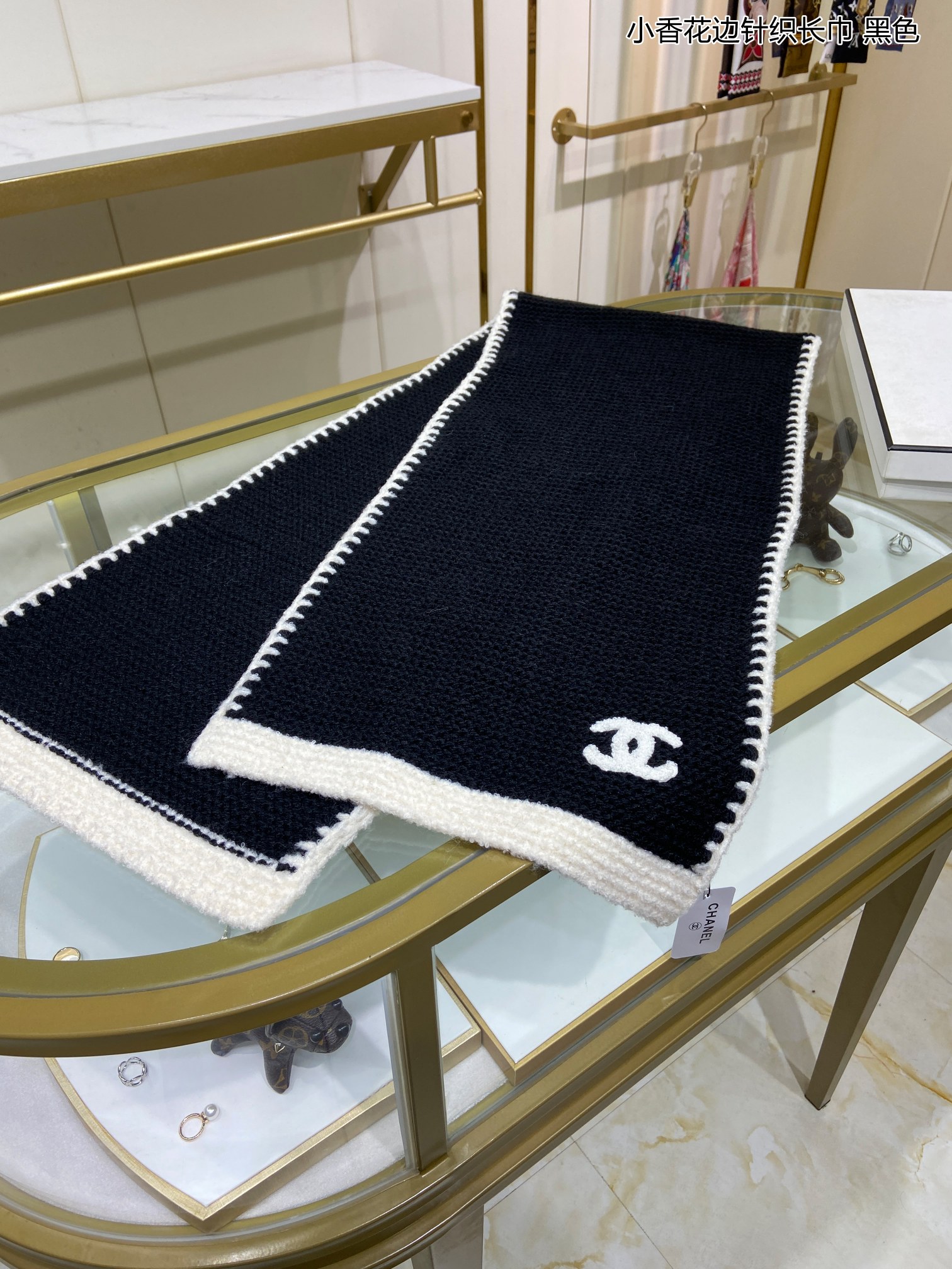 Chanel scarf 33X170cm 100%羊绒 E (14)