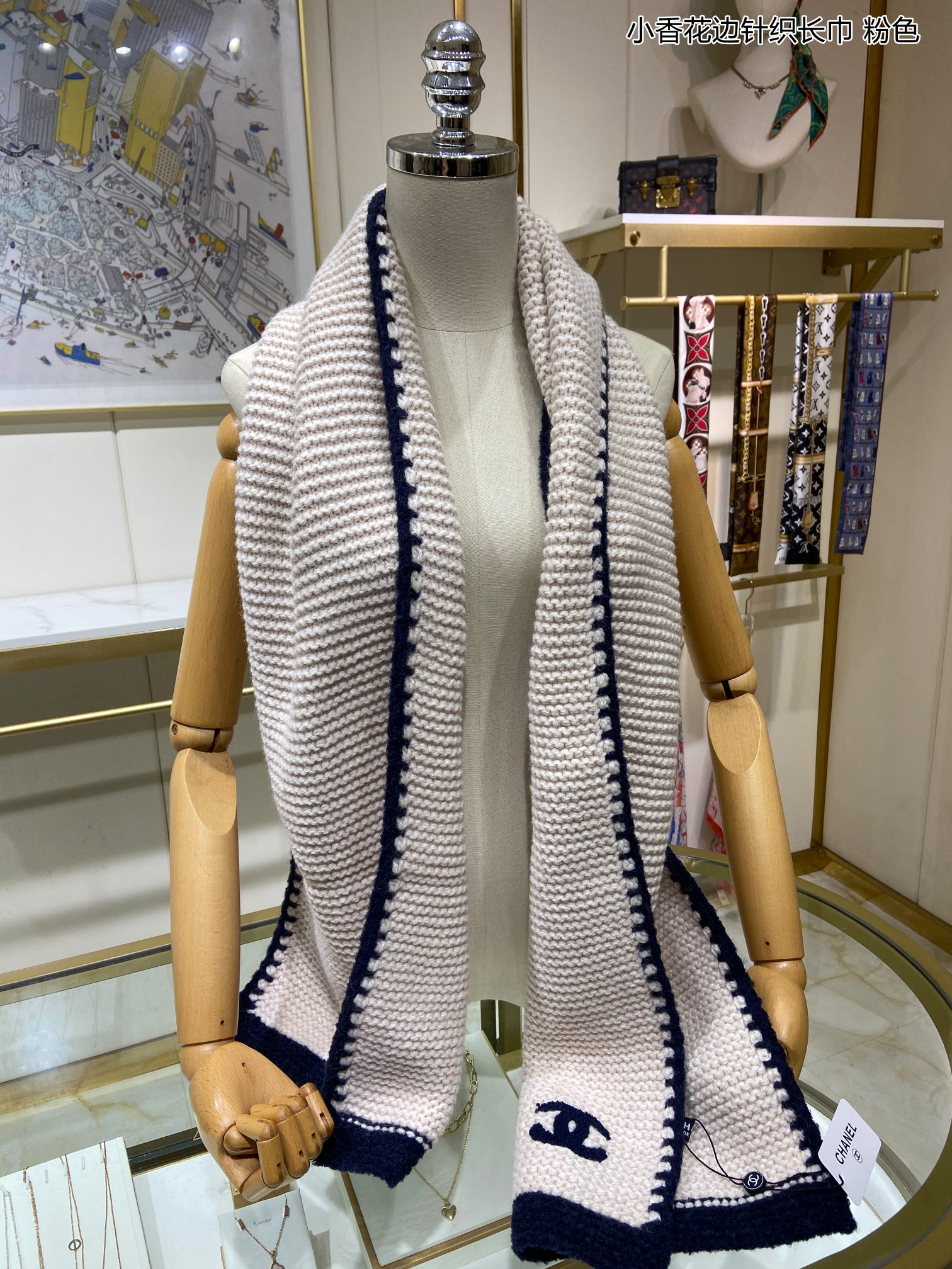 Chanel scarf 33X170cm 100%羊绒 E (3)