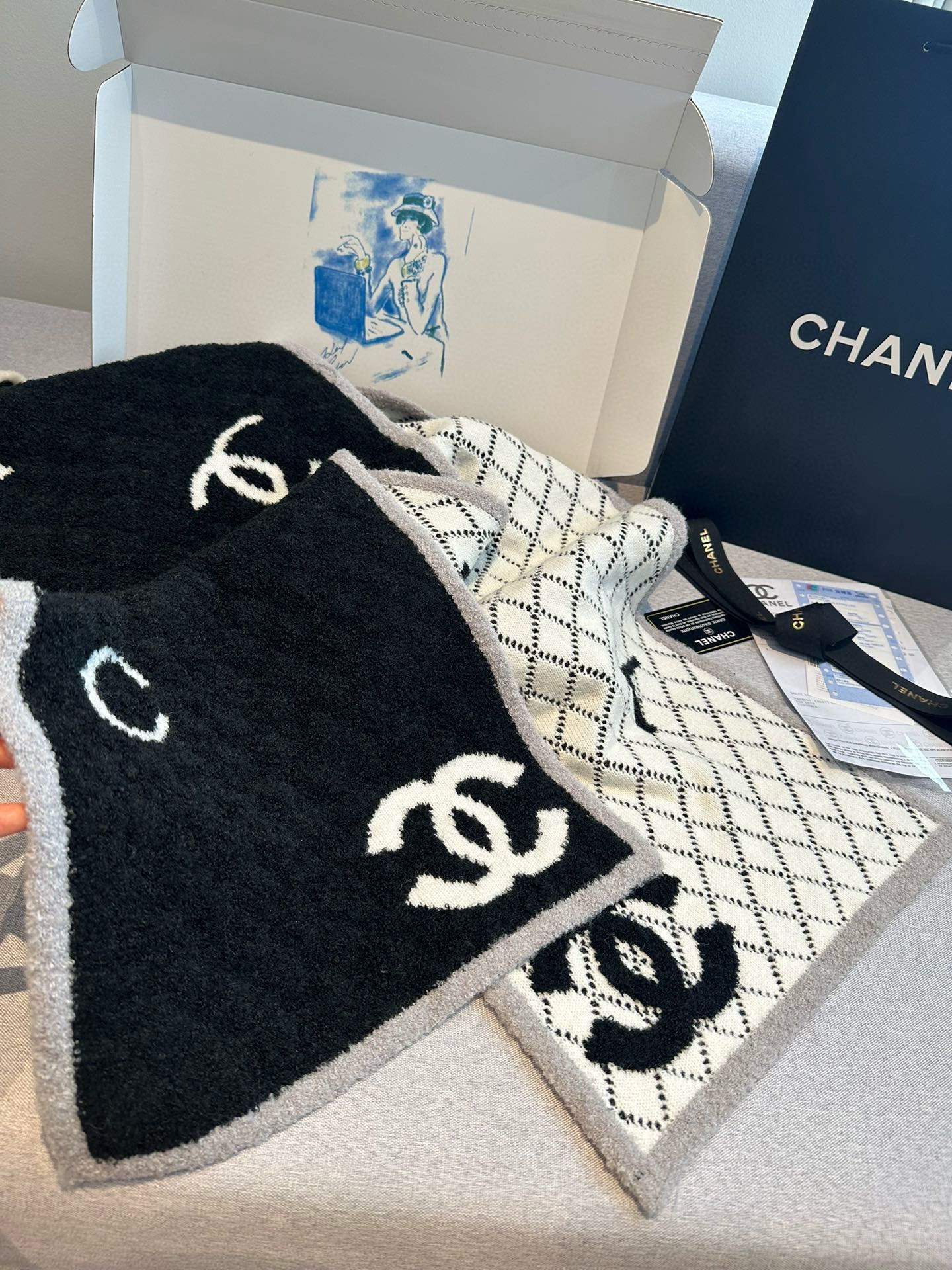 Chanel scarf 35X180cm 100%羊绒 E (4)