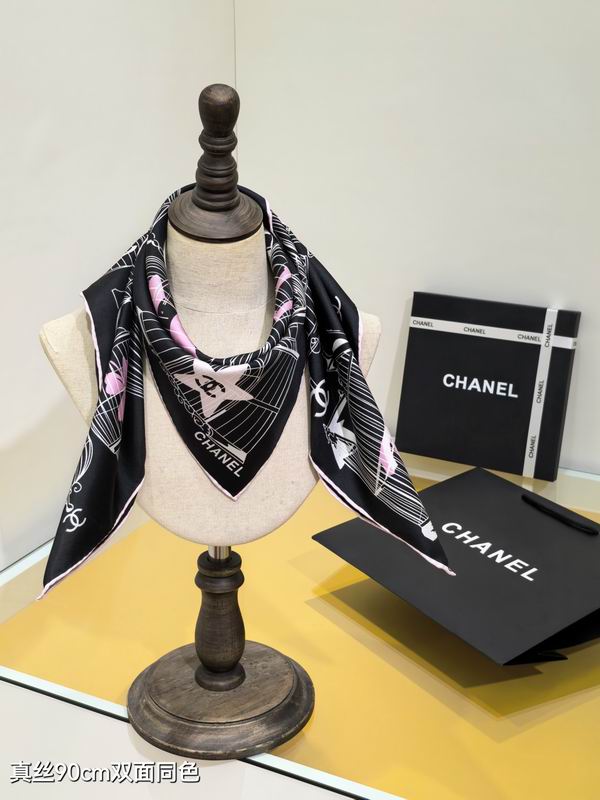 Chanel silk Scarf 90X90cm E11 (1)