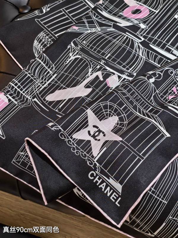 Chanel silk Scarf 90X90cm E11 (5)