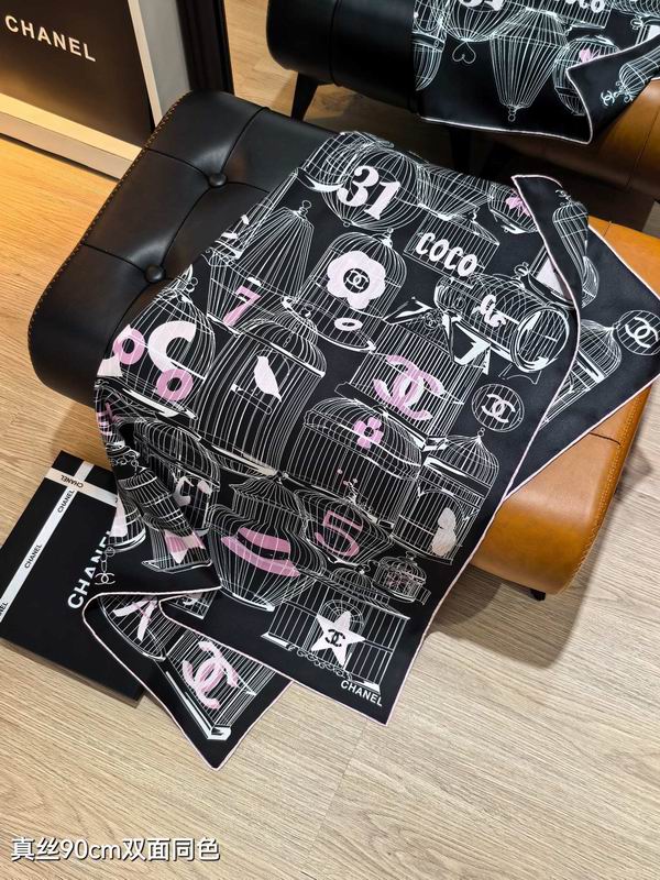 Chanel silk Scarf 90X90cm E11 (6)
