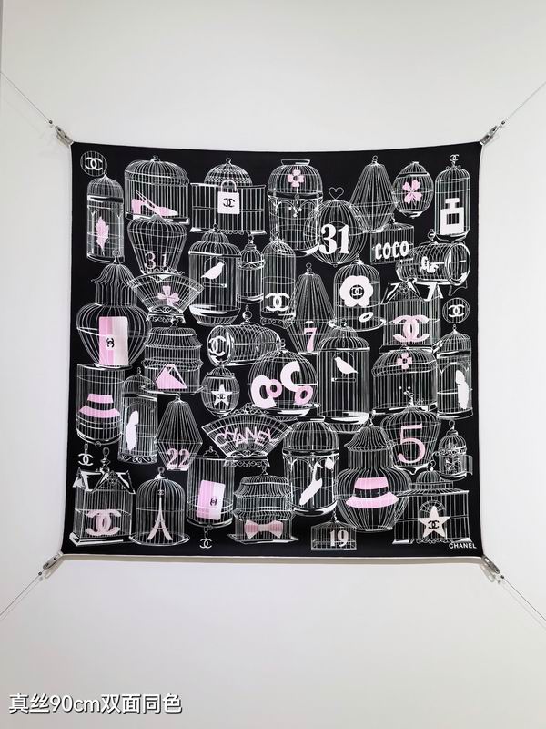Chanel silk Scarf 90X90cm E11 (8)