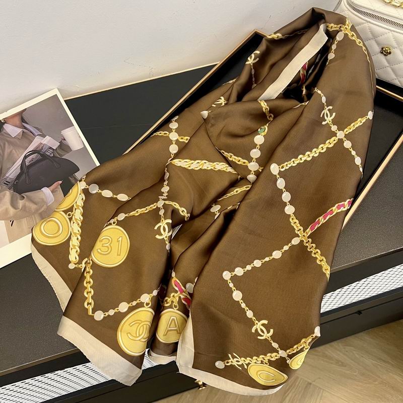 Chanel silk scarf 90-180cm E (17)