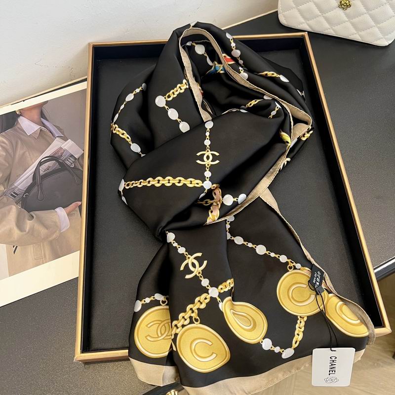 Chanel silk scarf 90-180cm E (2)