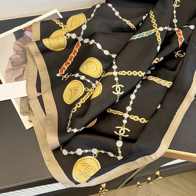 Chanel silk scarf 90-180cm E (5)