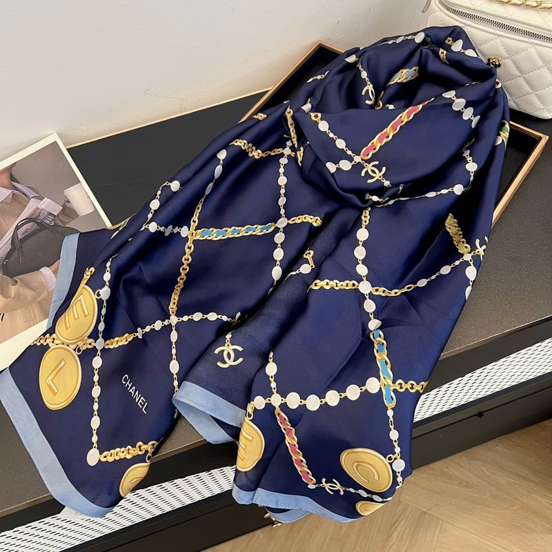Chanel silk scarf 90-180cm E (8)