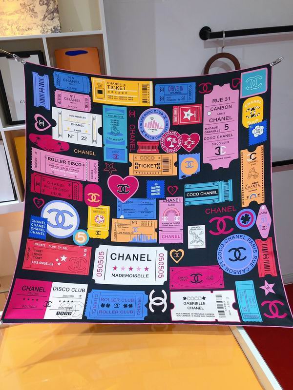 Chanel silk scarf 90X90cm E (1)