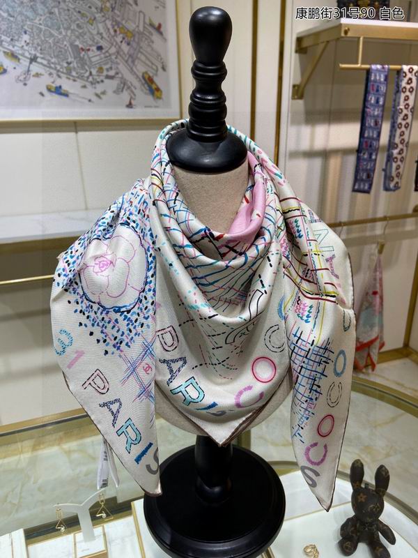 Chanel silk scarf 90X90cm E (11)