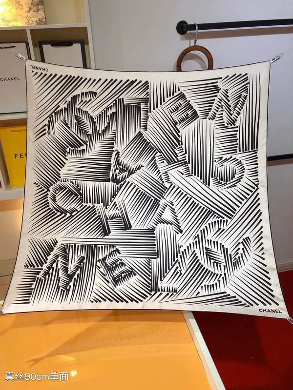 Chanel silk scarf 90X90cm E (16)