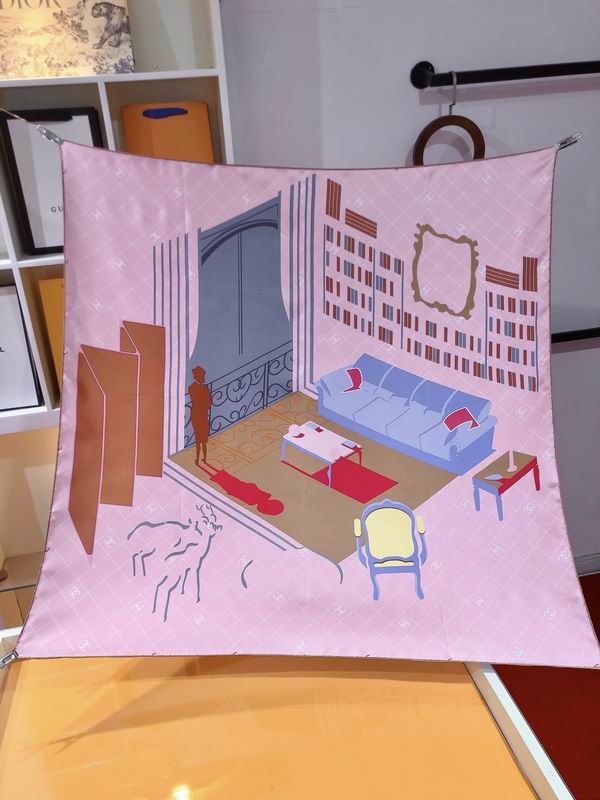 Chanel silk scarf 90X90cm E (16)