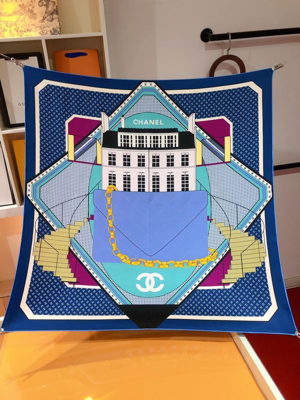 Chanel silk scarf 90X90cm E (16)