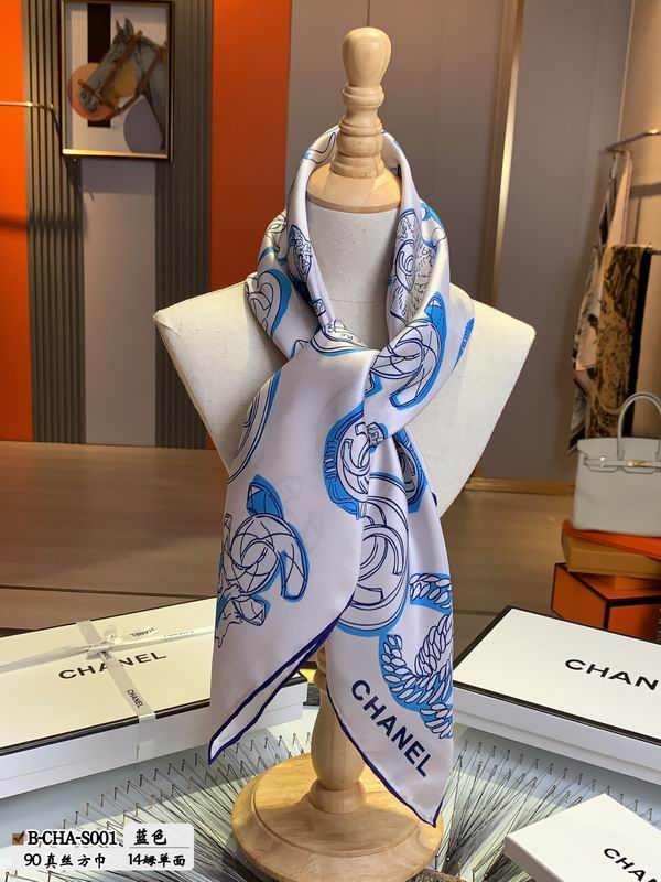 Chanel silk scarf 90X90cm E (21)