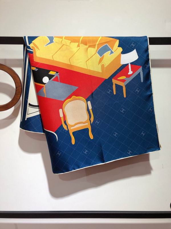 Chanel silk scarf 90X90cm E (22)