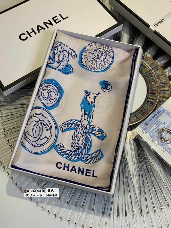 Chanel silk scarf 90X90cm E (23)
