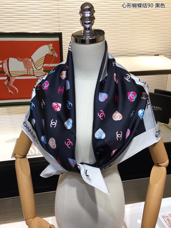 Chanel silk scarf 90X90cm E (24)