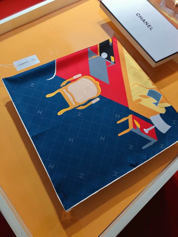 Chanel silk scarf 90X90cm E (24)