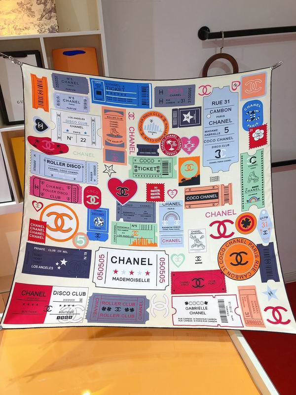 Chanel silk scarf 90X90cm E (24)