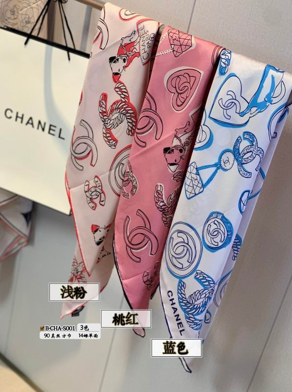 Chanel silk scarf 90X90cm E (24)
