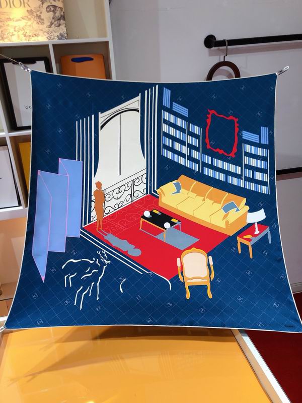 Chanel silk scarf 90X90cm E (25)