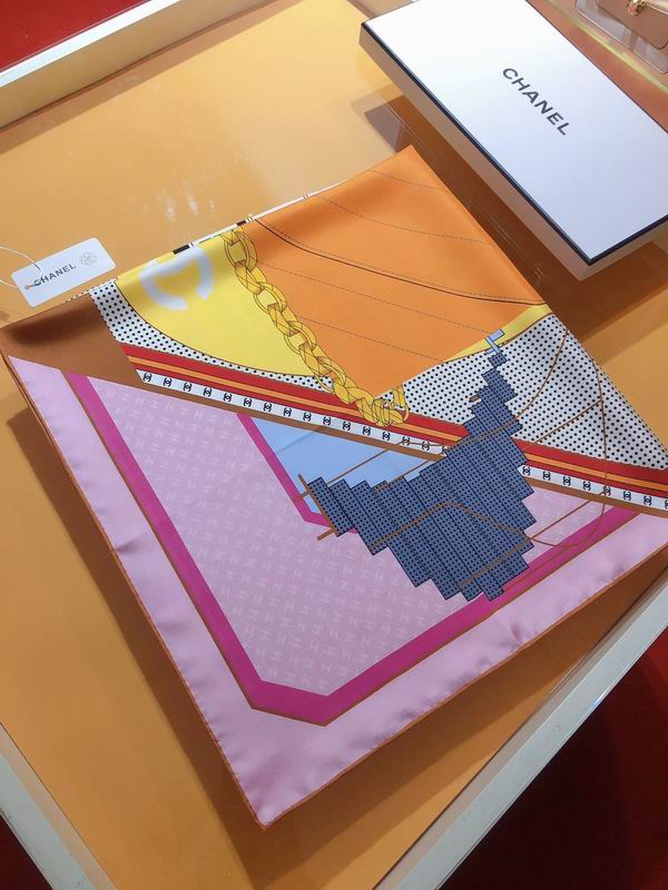 Chanel silk scarf 90X90cm E (25)