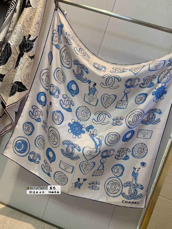 Chanel silk scarf 90X90cm E (25)