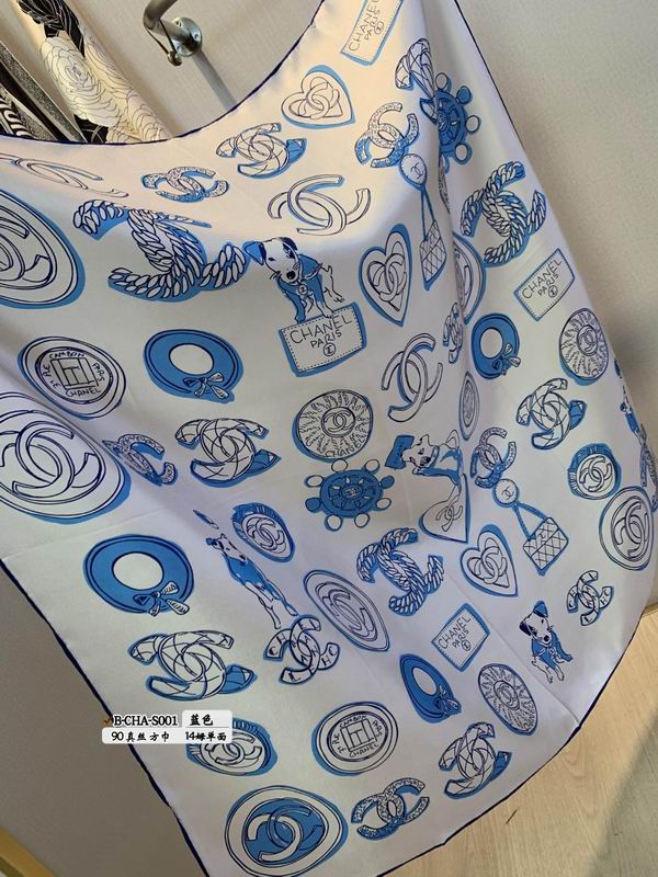Chanel silk scarf 90X90cm E (26)