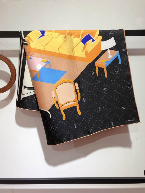 Chanel silk scarf 90X90cm E (29)