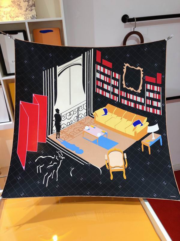 Chanel silk scarf 90X90cm E (33)