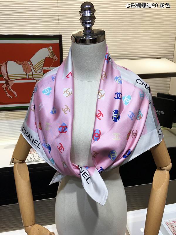 Chanel silk scarf 90X90cm E (4)