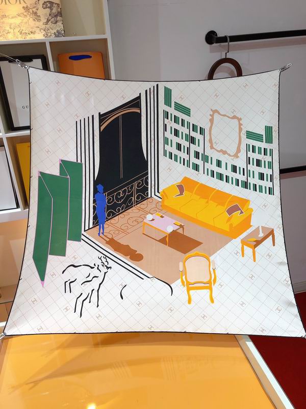 Chanel silk scarf 90X90cm E (5)