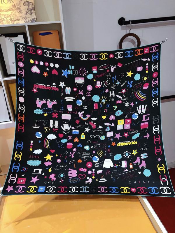 Chanel silk scarf 90X90cm E (7)