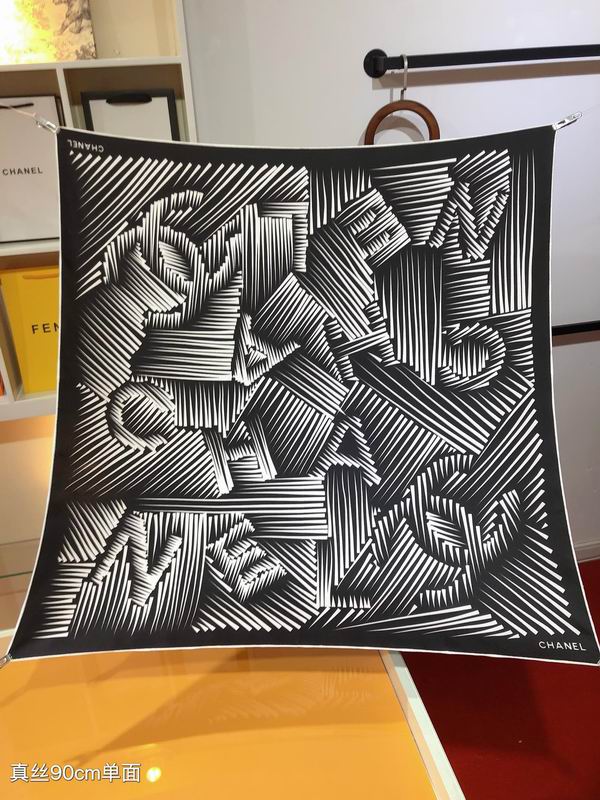 Chanel silk scarf 90X90cm E (9)