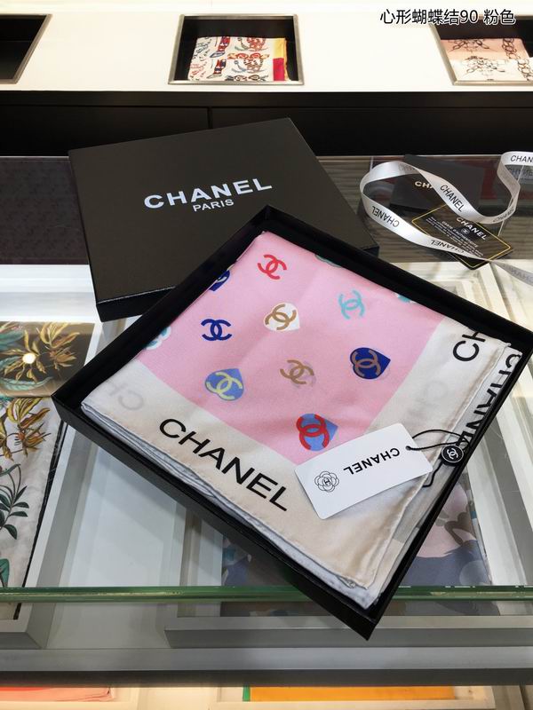 Chanel silk scarf 90X90cm E (9)