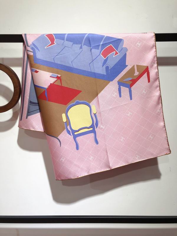 Chanel silk scarf 90X90cm E (9)