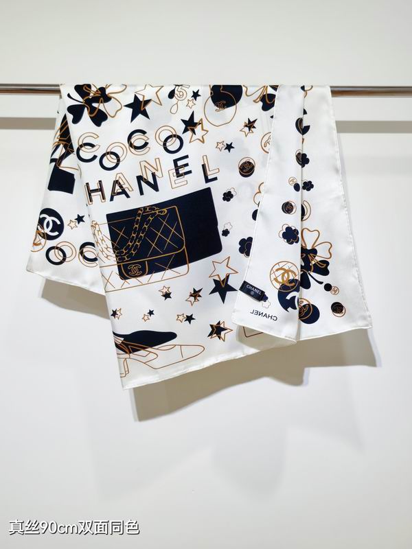 Chanel silk scarf 90X90cm E06 (2)