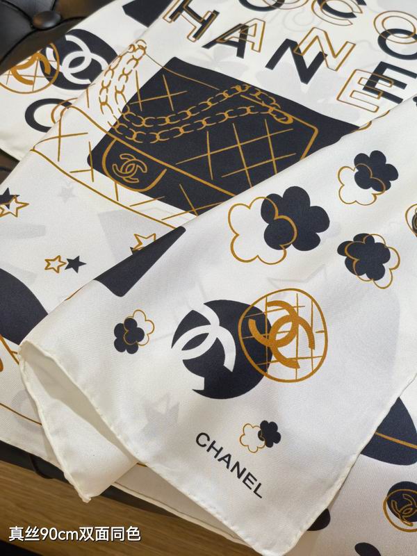 Chanel silk scarf 90X90cm E06 (5)