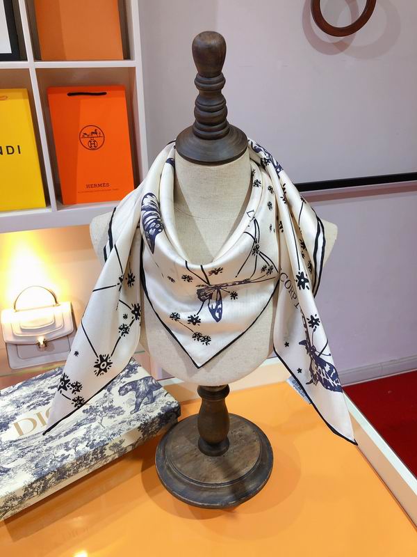 Dior 90X90cm 100 silk scarf E (5)