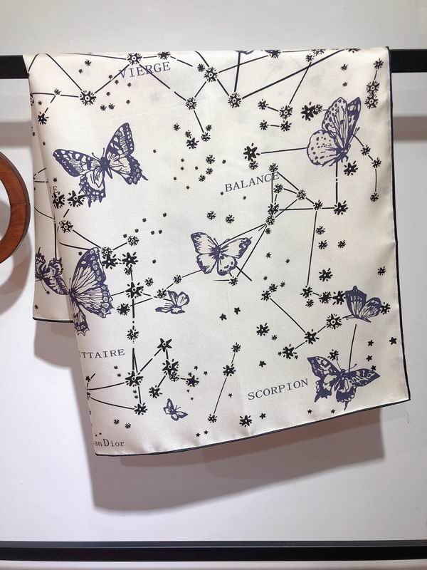 Dior 90X90cm 100 silk scarf E (6)