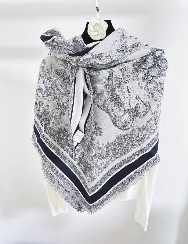 Dior Scarf 135X135cm 70%羊毛30%真丝 E08 (5)