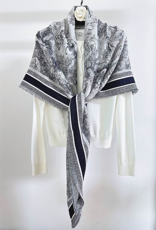 Dior Scarf 135X135cm 70%羊毛30%真丝 E08 (6)