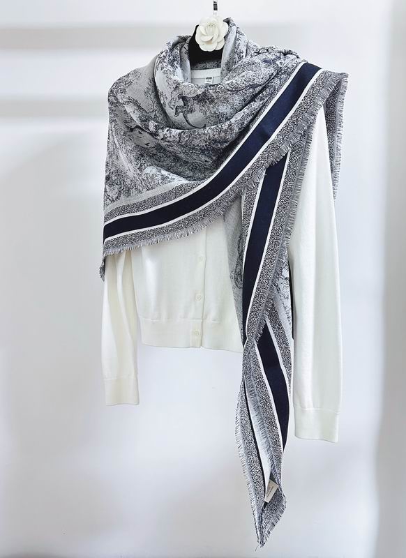 Dior Scarf 135X135cm 70%羊毛30%真丝 E08 (7)