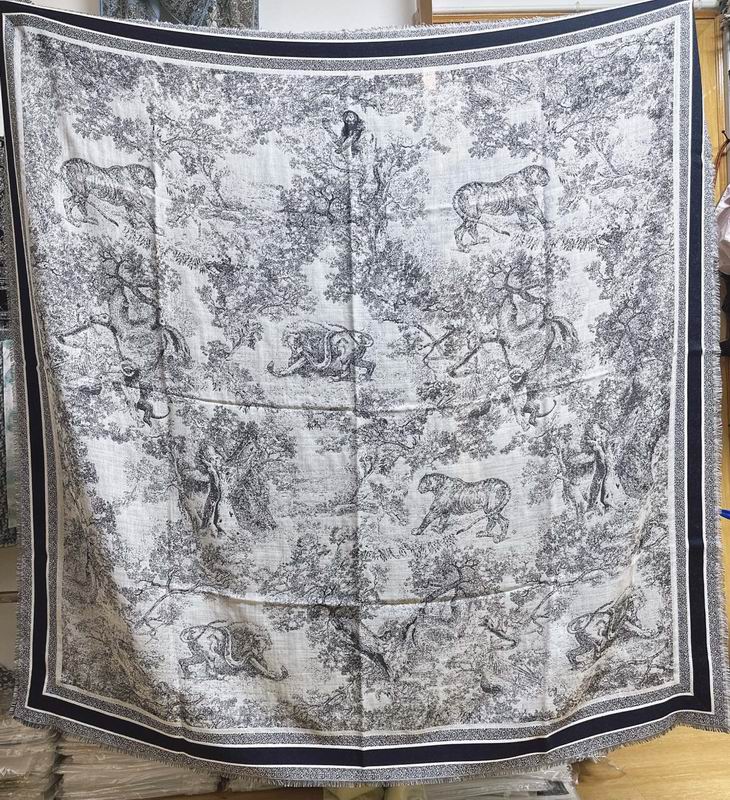 Dior Scarf 135X135cm 70%羊毛30%真丝 E08 (9)