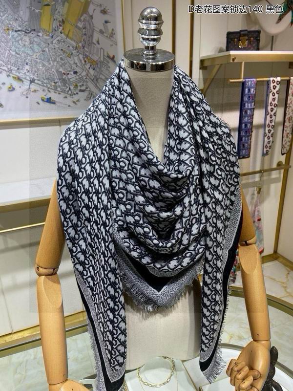 Dior scarf 140X140cm 70羊毛 30山羊绒 E (20)